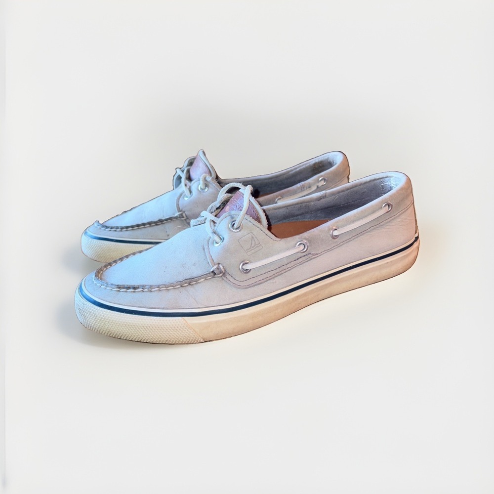 Sperry Top Sider Men's Boat Shows Gray Leather Resort Wear Preppy Loafers US11